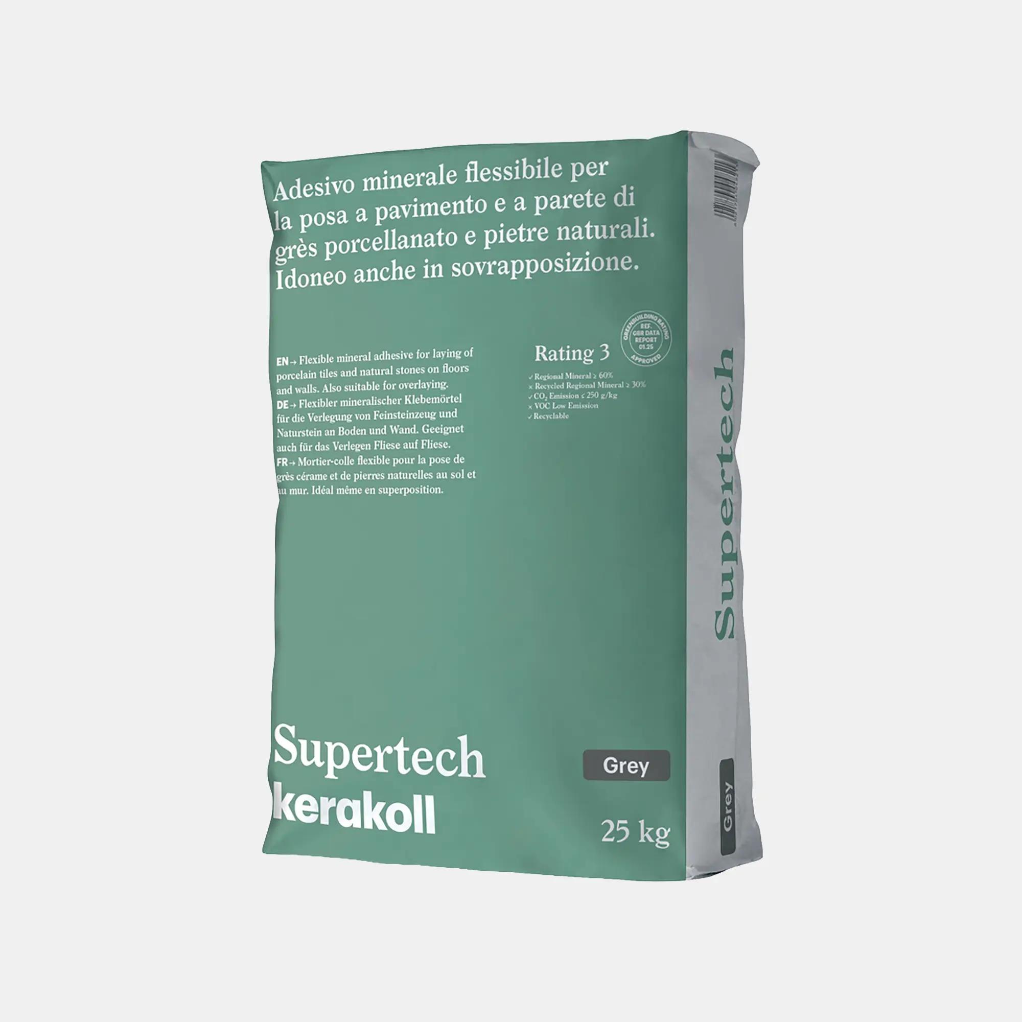 Adeziv mineral pentru gresie și faianță Kerakoll Supertech Grey (25kg)